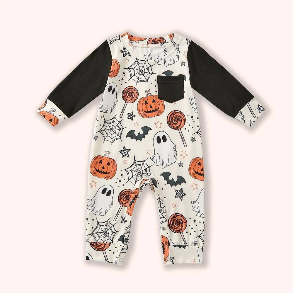NEW PETE + LUCY boys frightfully fun romper in cream